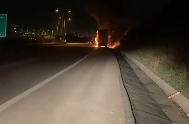 Bursa-İstanbul otobanında korkutan yangın