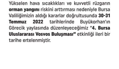 Bursa’da ‘Vosvos Buluşması’ ileri bir tarihe ertelendi